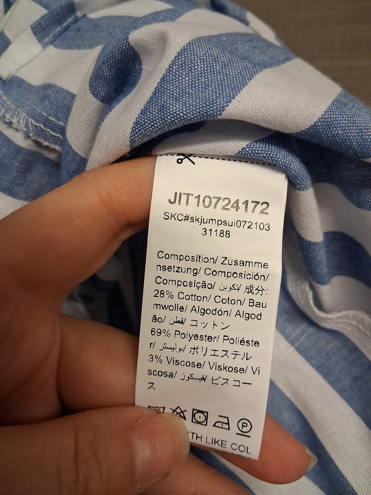 Shein Girls Blue White Striped Playsuit Age 14 Years