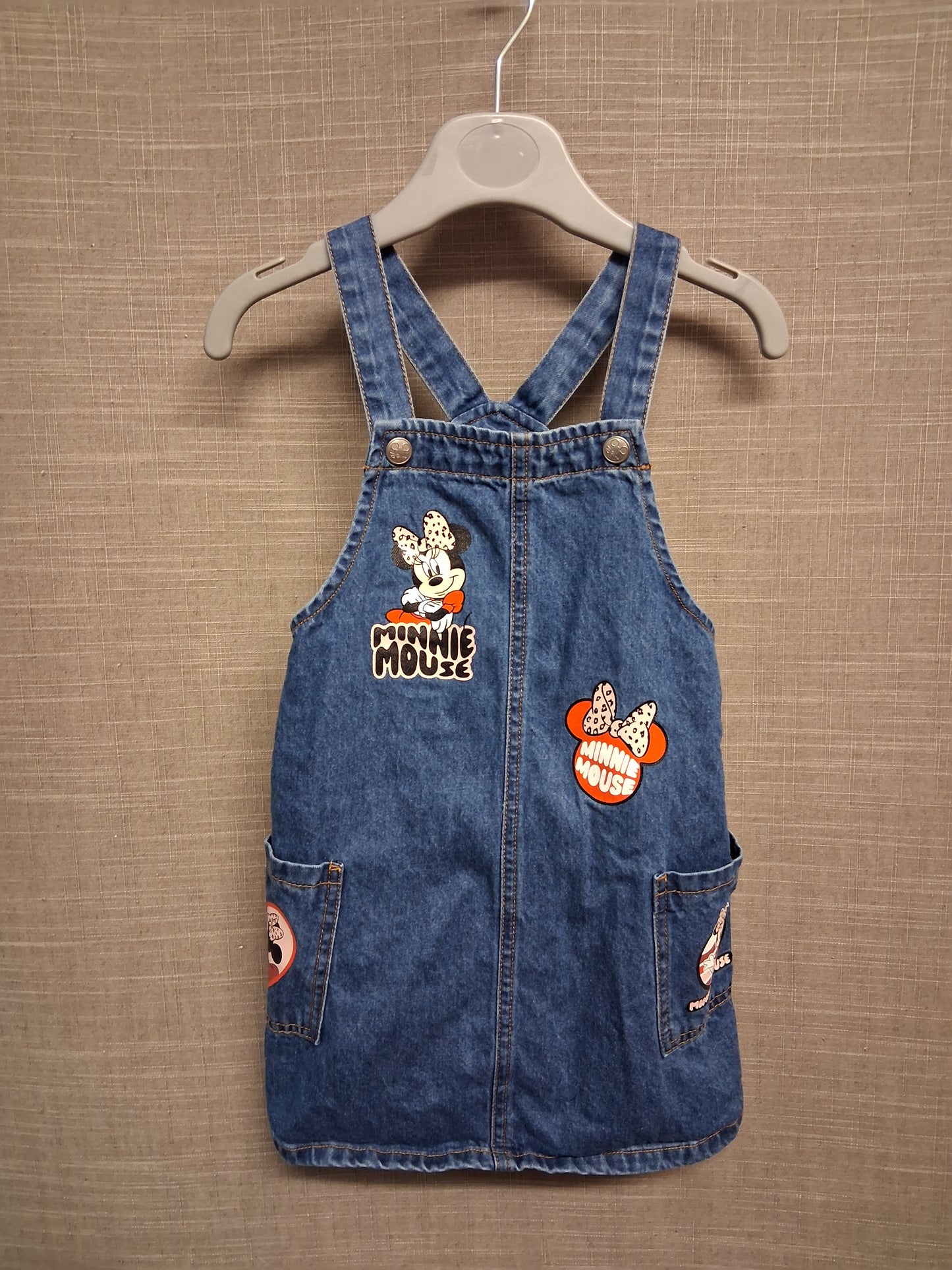 Primark Disney Minnie Mouse Denim Pinafore Dress Age 12-18 Months