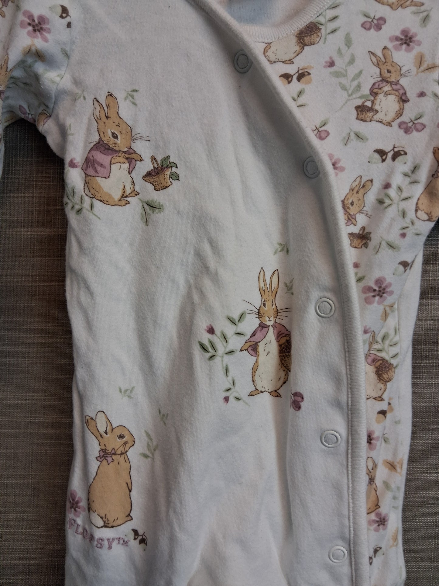 Matalan Peter Rabbit Girls White Sleepsuit Age 0-3 Months