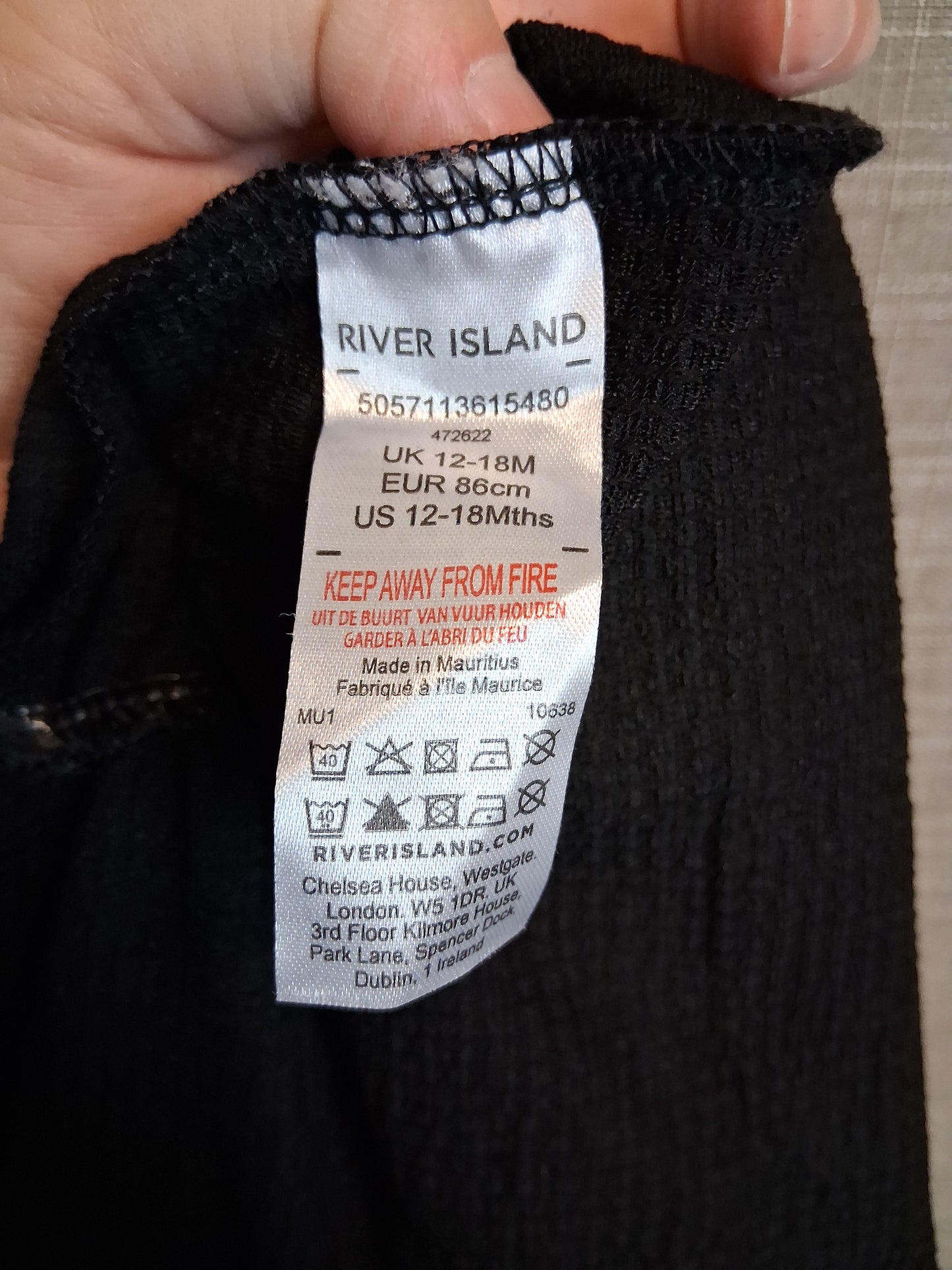 River Island Girls Playsuit Age 12-18 Months Black