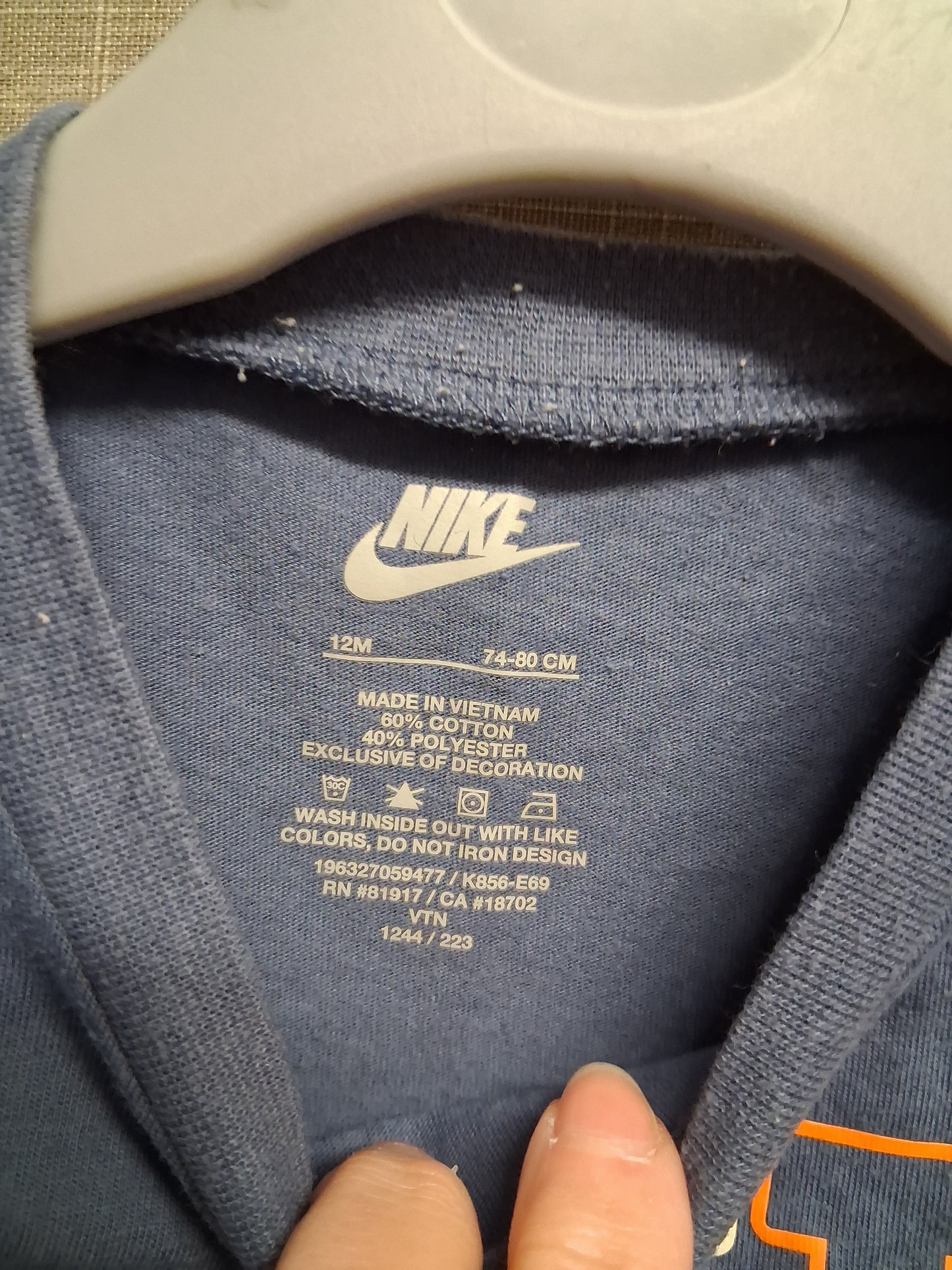 Nike Boys Blue Just Do It Slogan Short Sleeve T-Shirt Age 12 Months