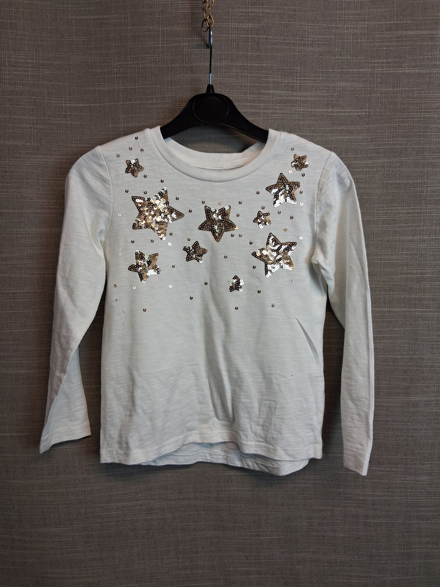 Nutmeg Girls White Sequin Star Long Sleeve T-Shirt Age 6-7 Years