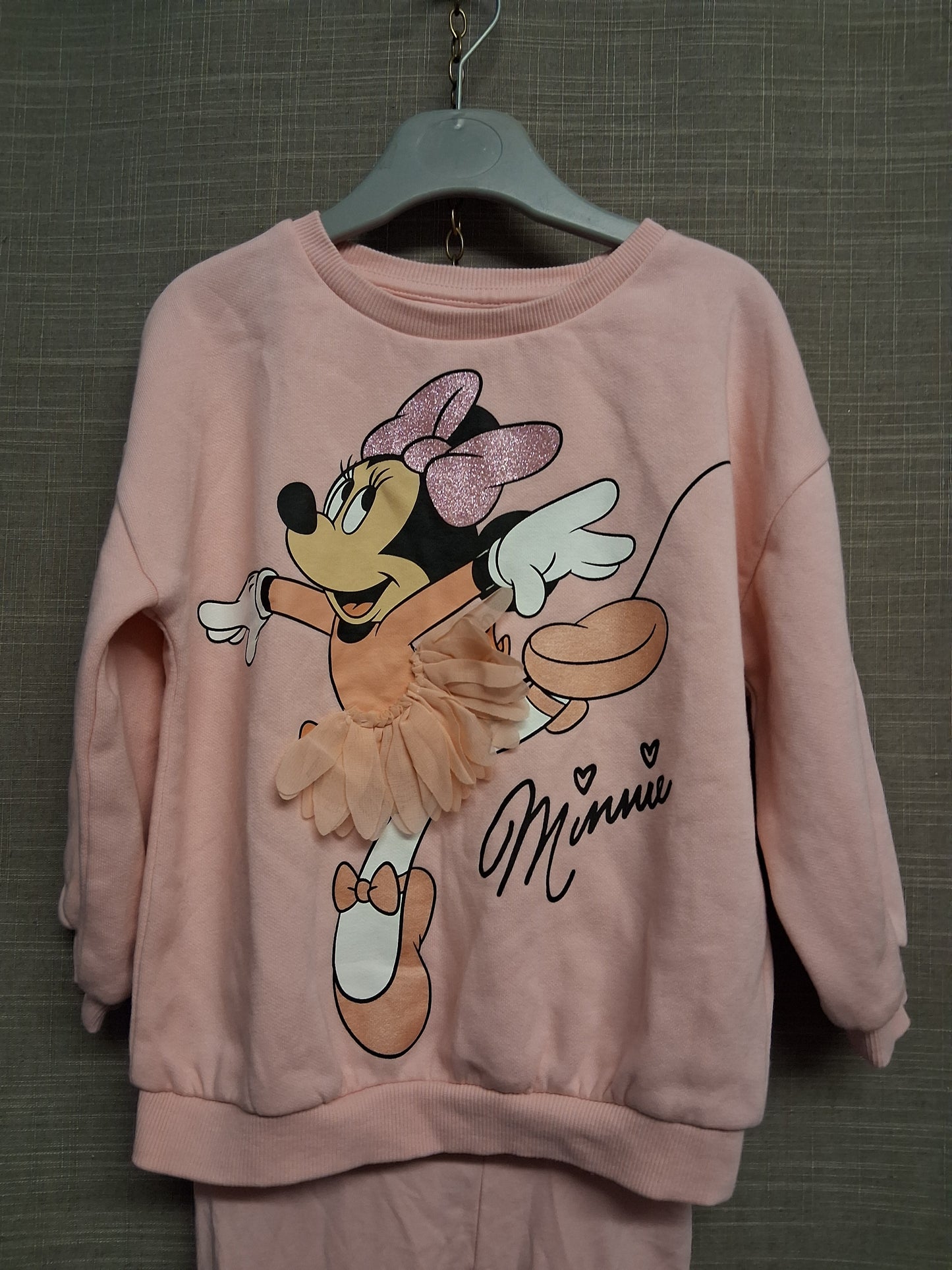 F&F Disney Minnie Mouse Pink 2 Piece Outfit Sweater and Leggjngs Age 3-4 Years
