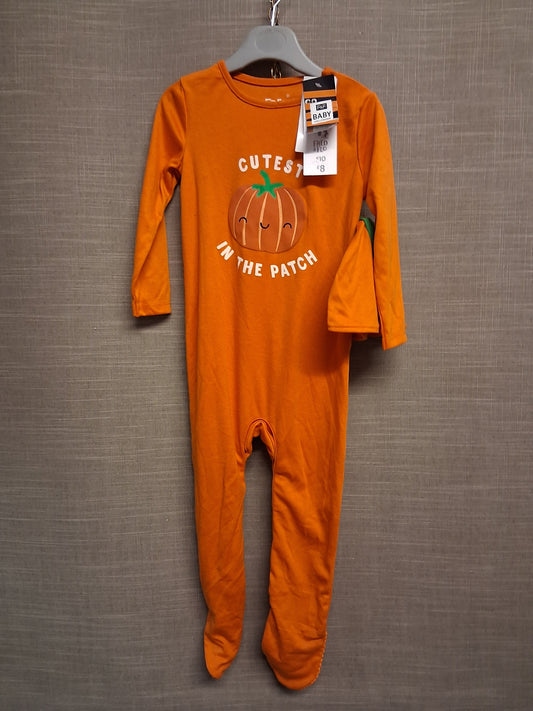 F&F Boys Pumpkin Sleepsuit Outfit With Hat Orange Age 18-24 Months New