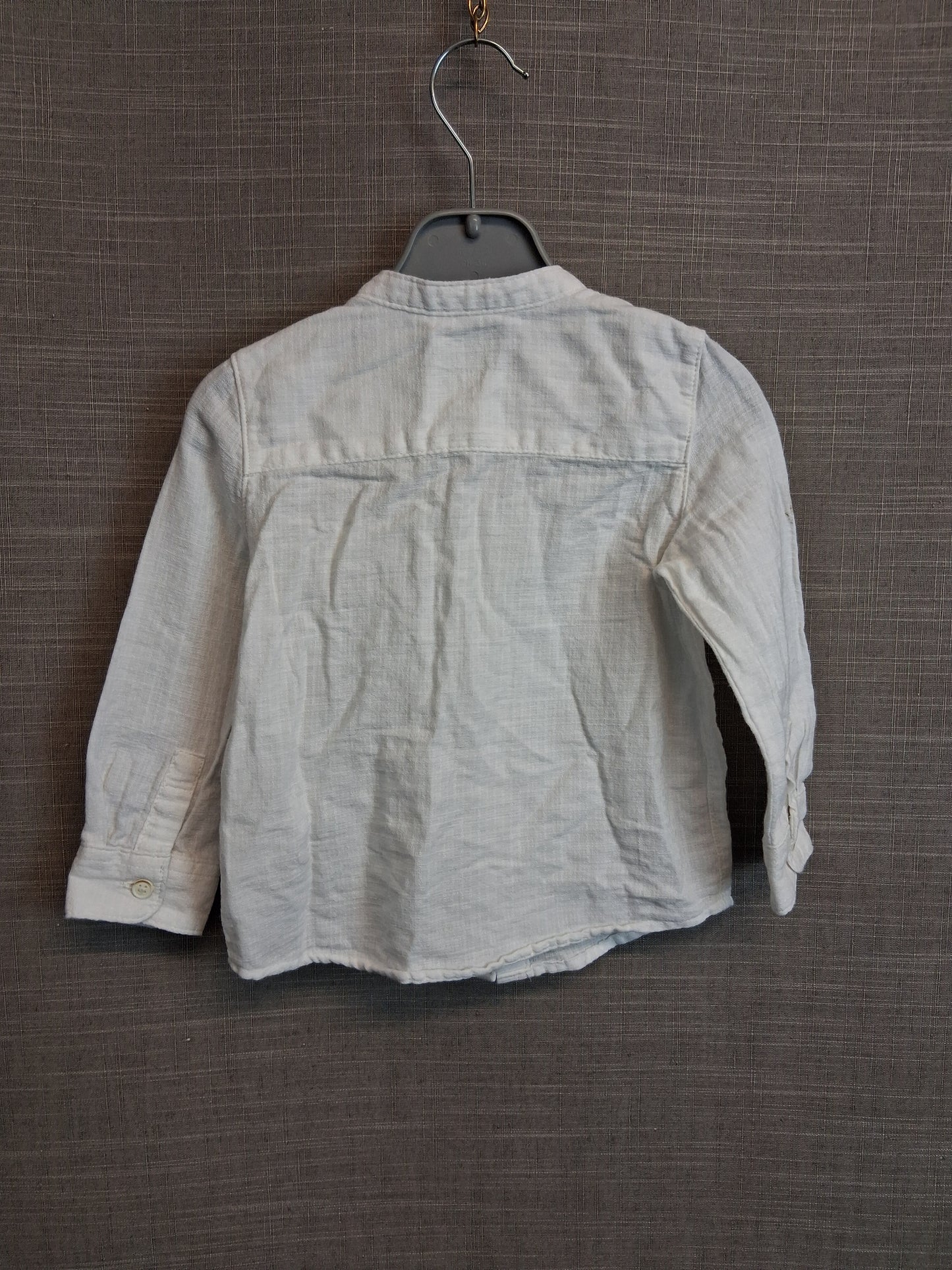 F&F Boys Long Sleeve Collarless Shirt Age 12-18 Months 100% Cotton