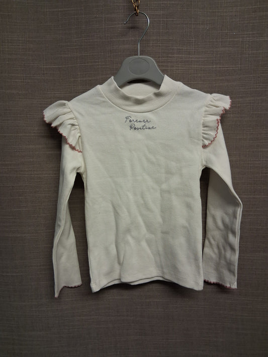 River Island Girls Cream Long Sleeve Ribbed High Neck T-Shirt Age 5 Years New