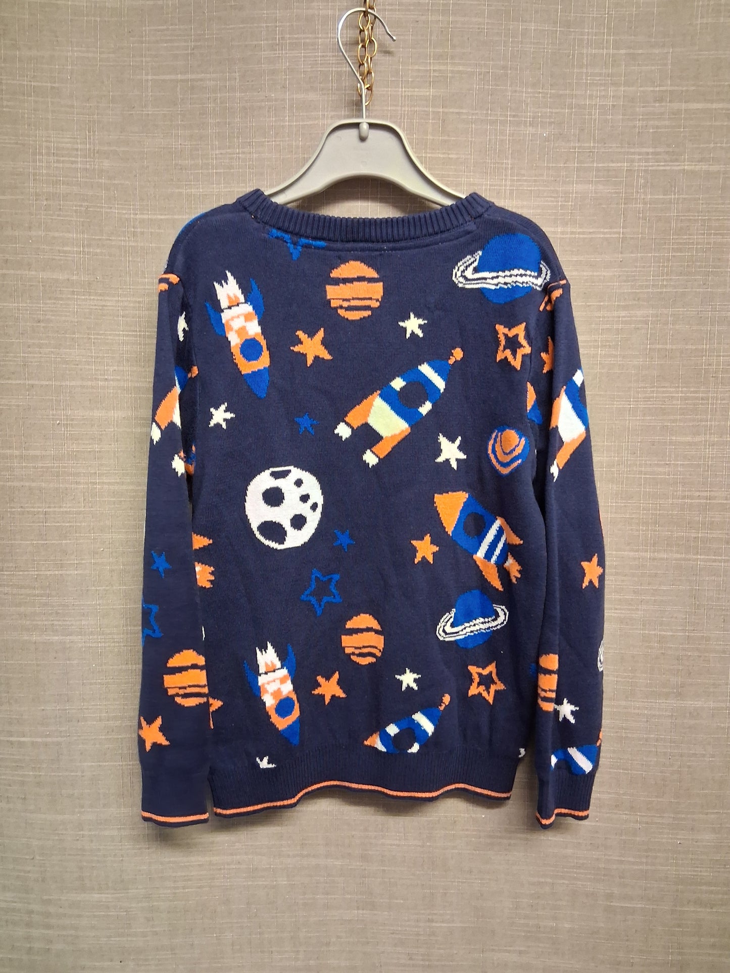 F&F Boys Space Theme Knitted Sweater Blue Age 5-6 Years New
