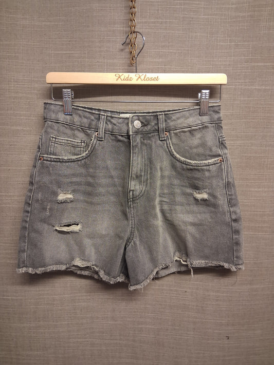New Look Girls Denim Grey Distressed High Rise Shorts Age 14 Years