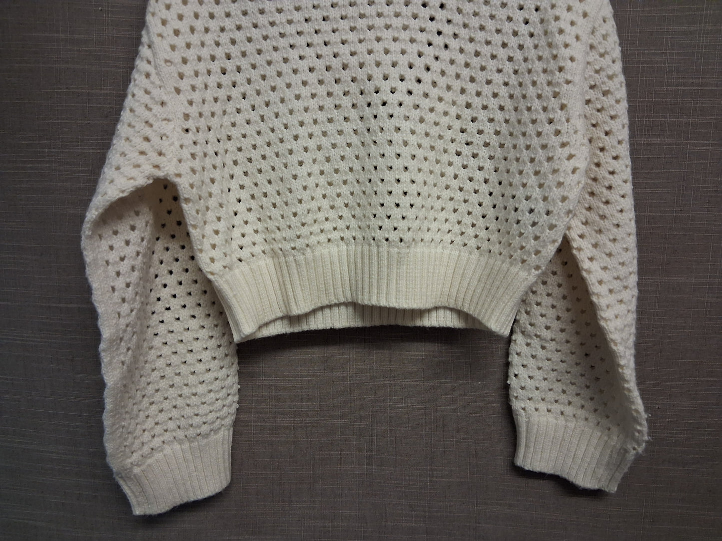 H&M Girls Cream Crochet Cropped Sweater Jumper Age 8-10 years
