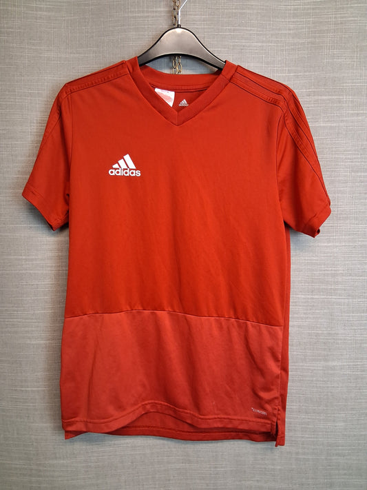 Adidas Boys Red V Neck T-Shirt Short Sleeve Age 13-14 Years