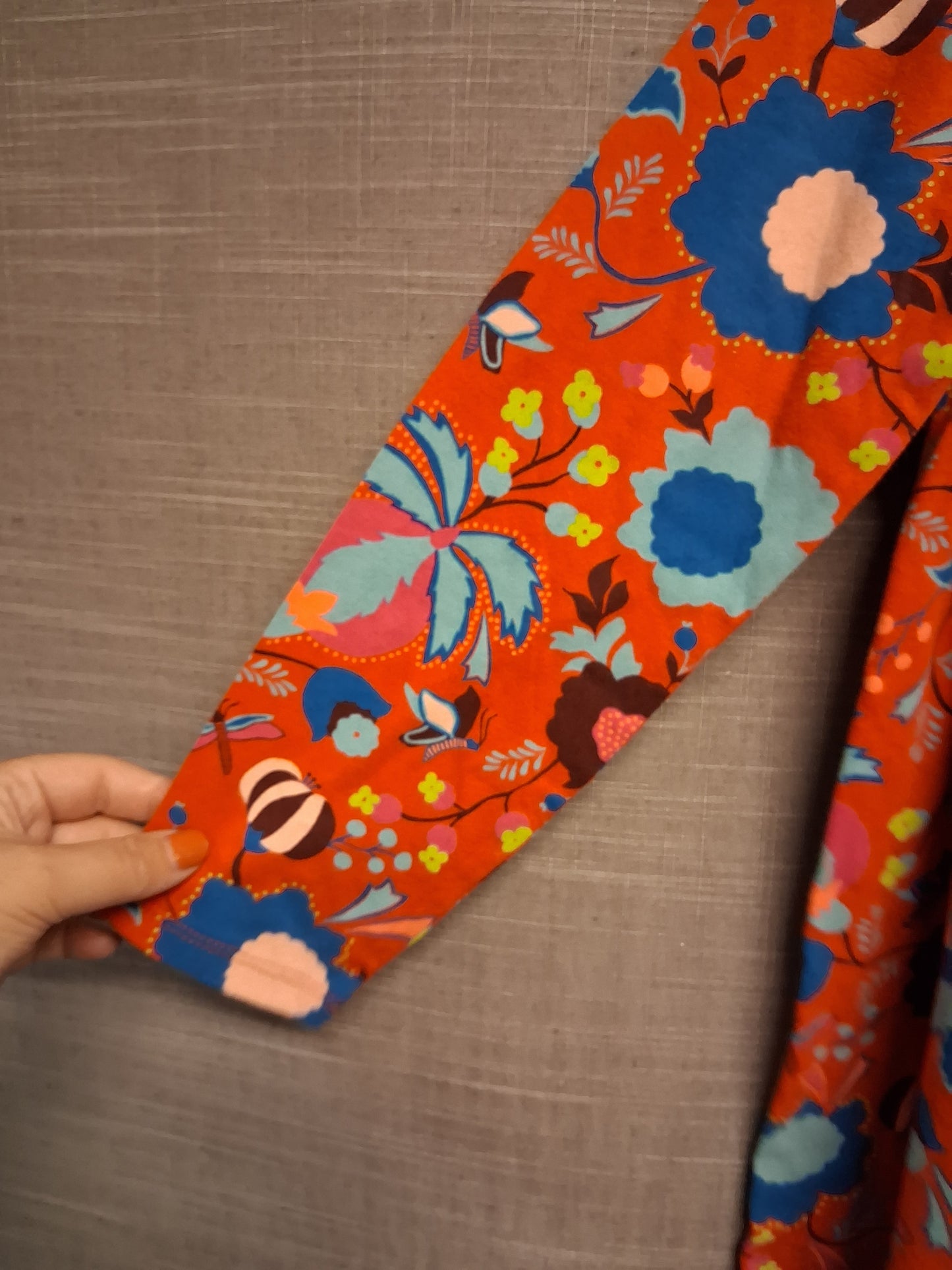 Next Girls Red Multicolour Floral Long Sleeve Jersey Dress Age 6-7 Years