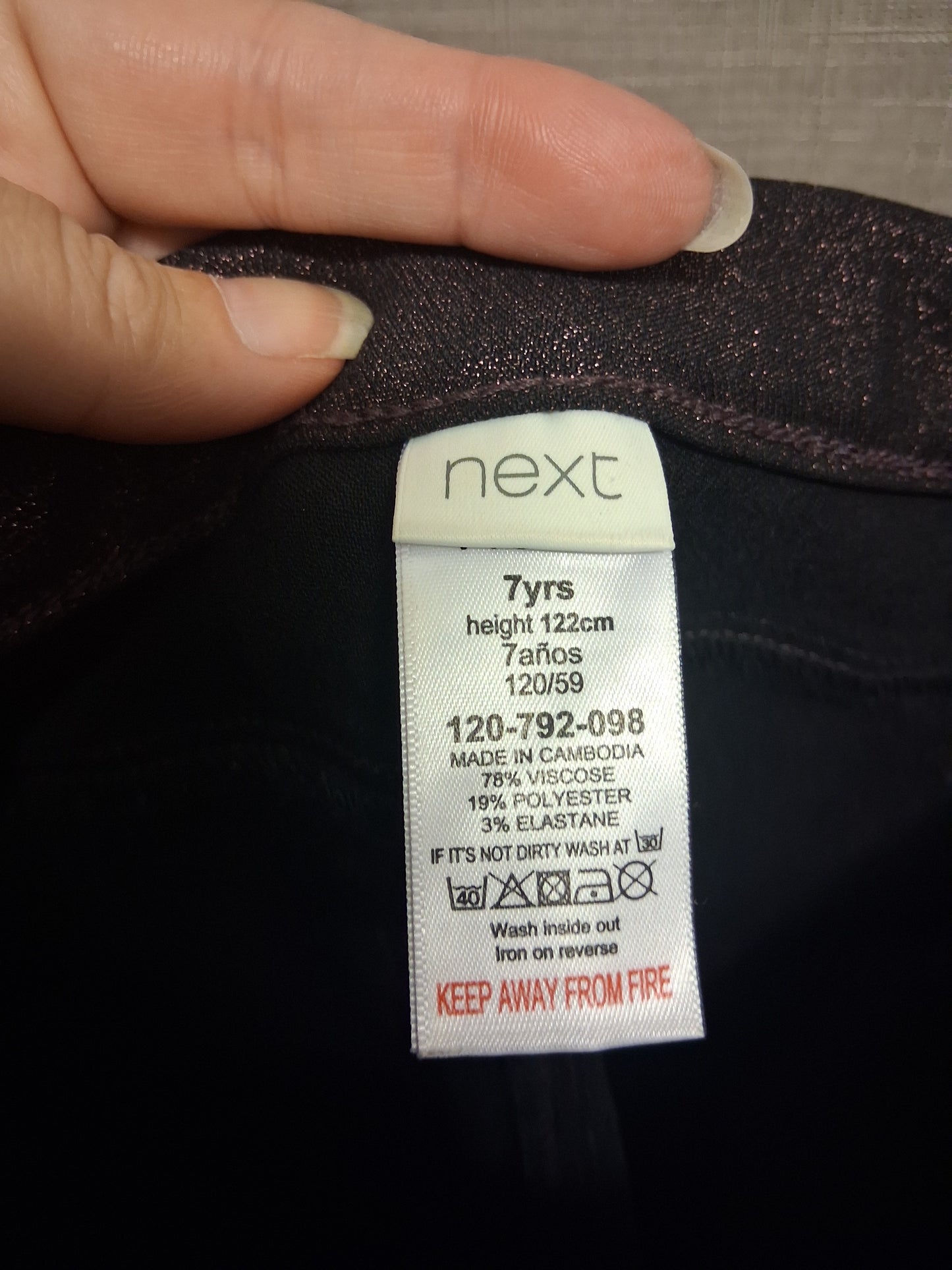 Next Girls Skinny Jeggings Black Pink Glitter Denim Age 7 Years