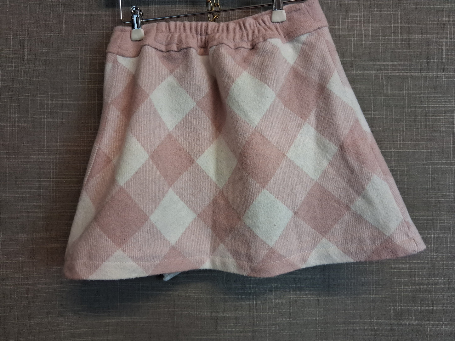 Shein Girls A Line Skirt Pink Cream Check Age 3-4 Years