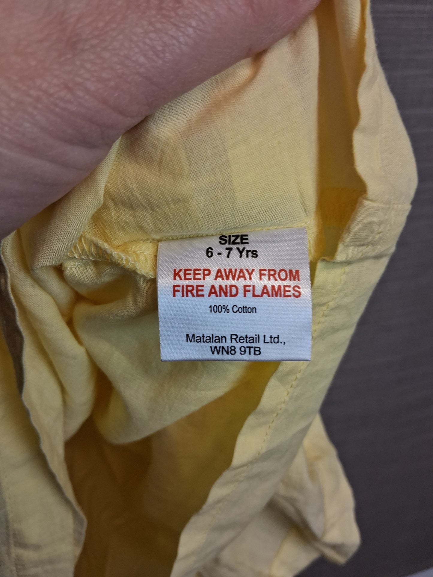 Matalan Girls Sleeveless Yellow Dress Age 6-7 Years
