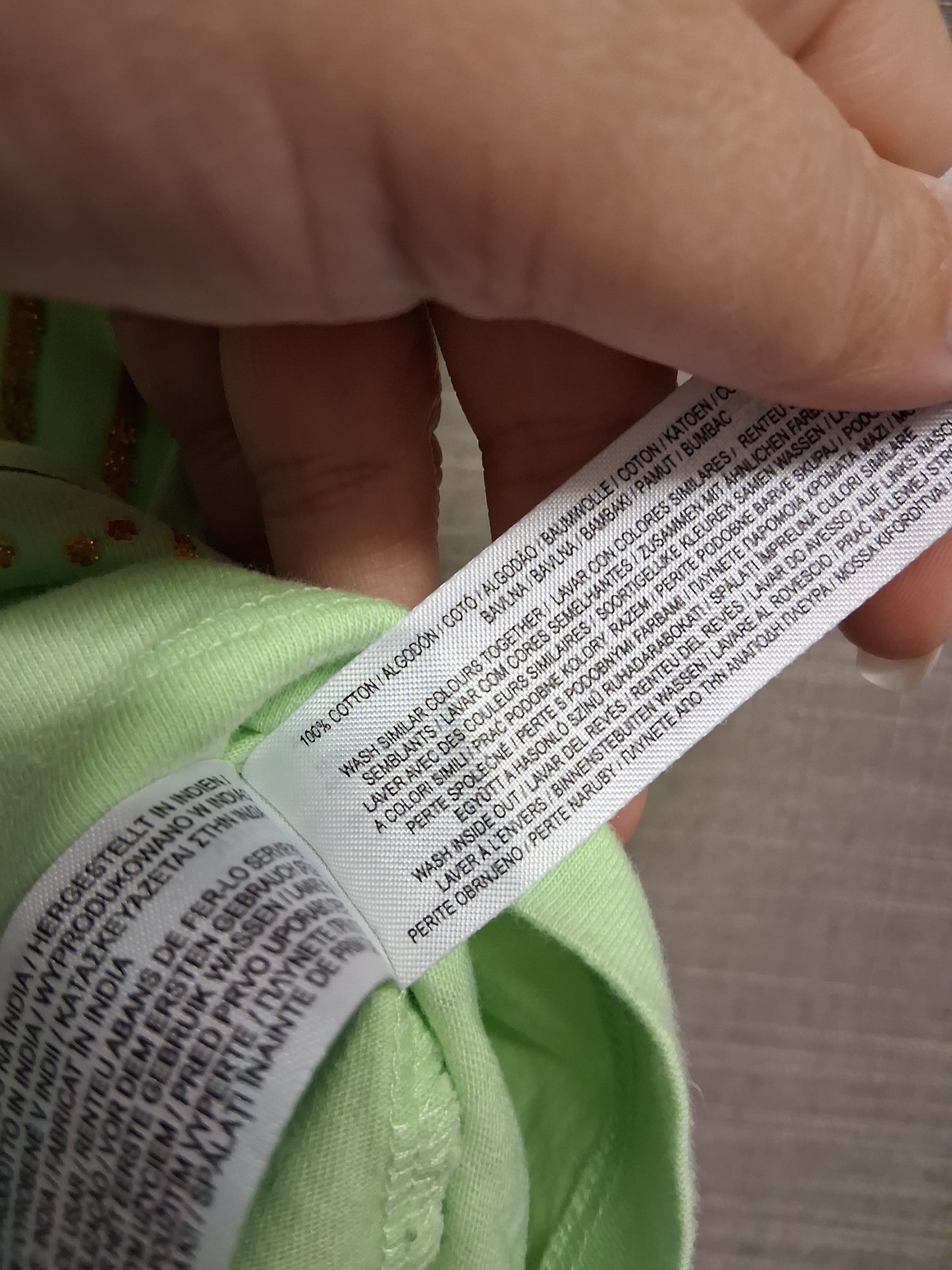 Primark Disney Girls Tinkerbell T-Shirt Green Short Sleeve Age 9-10 years