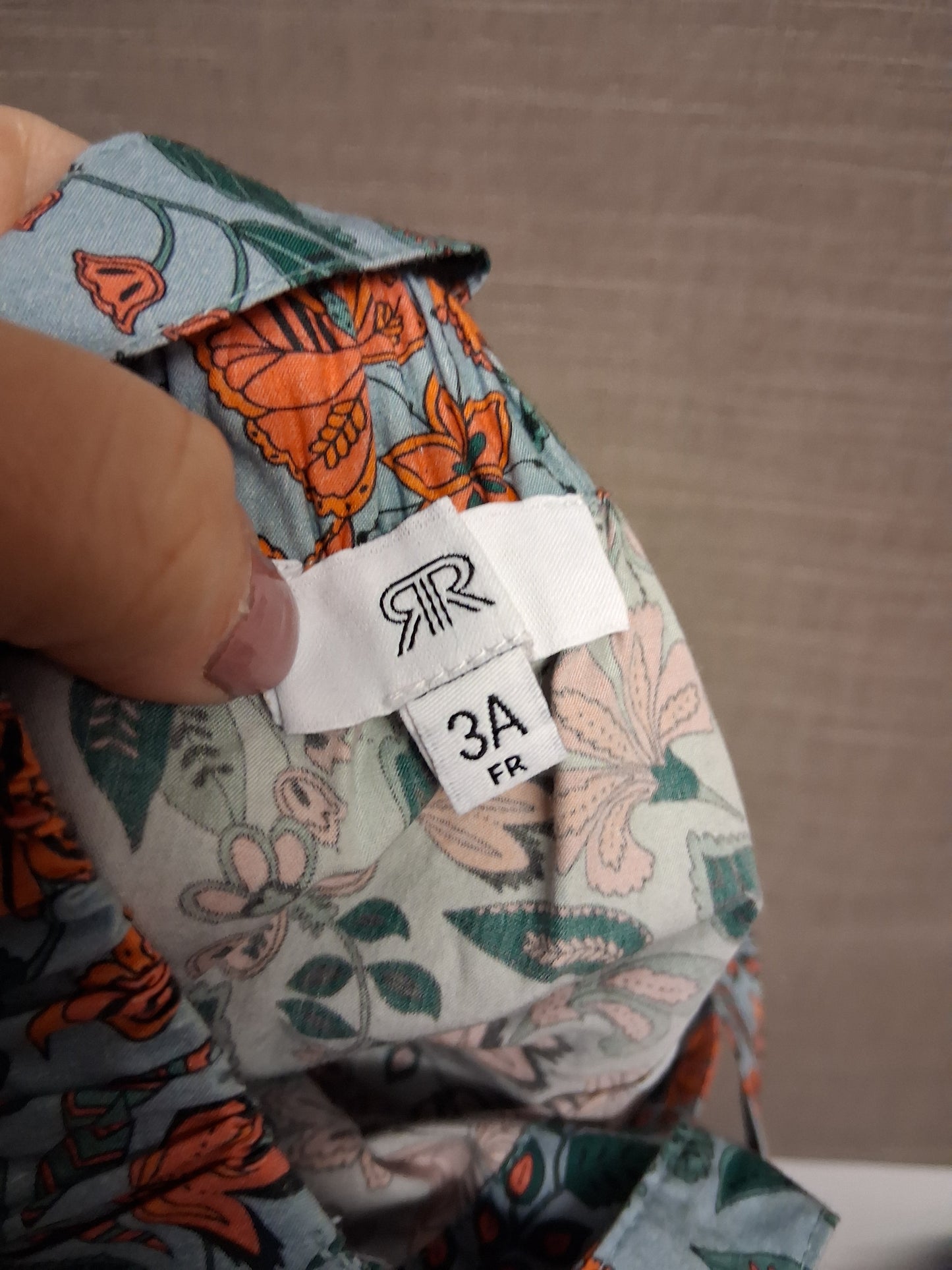 La Redoute Girls Pinafore Skirt Blue Floral Age 3 Years 100% Cotton