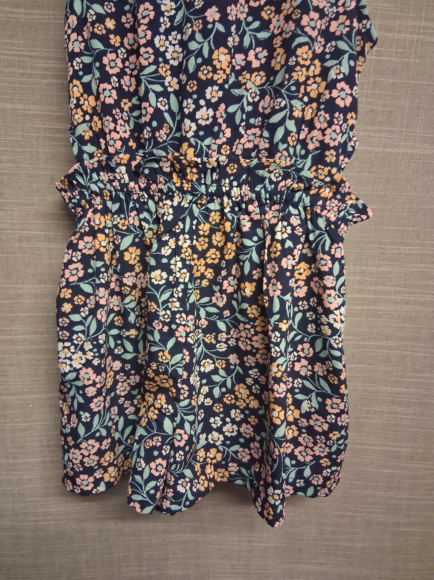 Next Girls Blue Floral Lightweight Open Back Cut Out Sides Playsuit Age 4-5 years