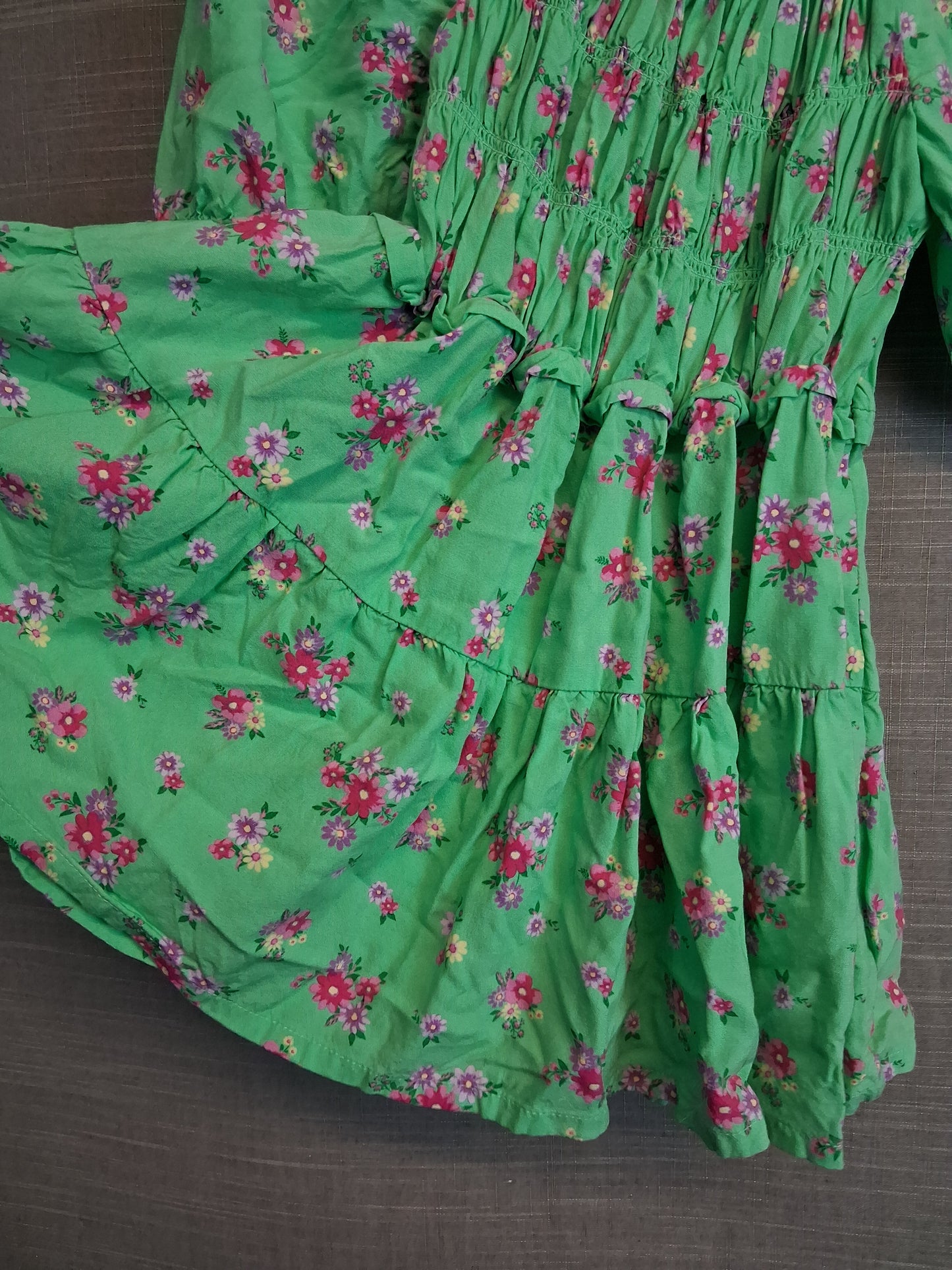 Next Girls Green Floral Tiered Dress Age 6 Years