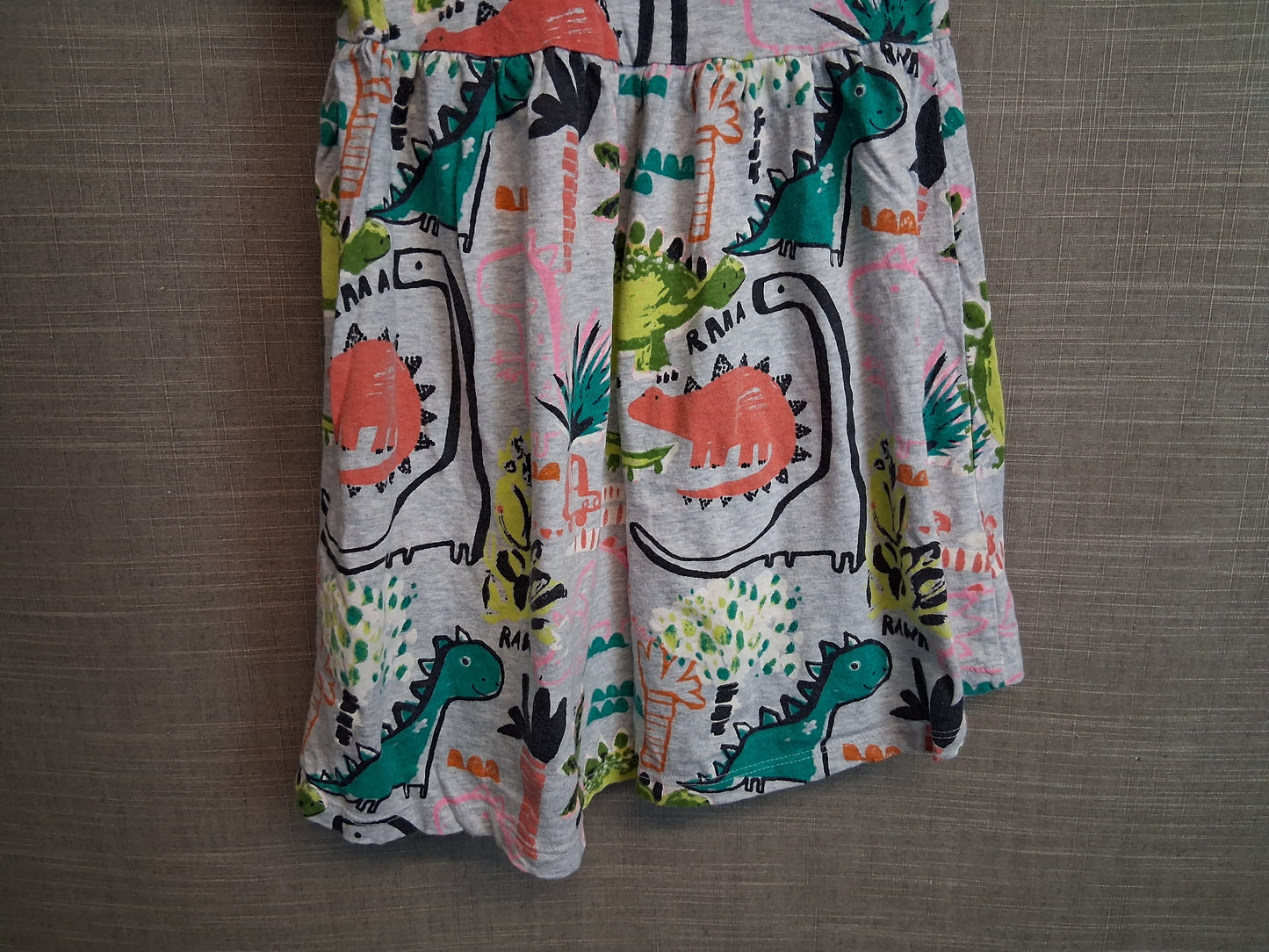 Next Girls Grey Dinosaur Dress Jersey Age 4-5 Years