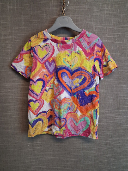 Next Girls Multicolour Tie Dye Love Hearts T-Shirt Age 6 Years