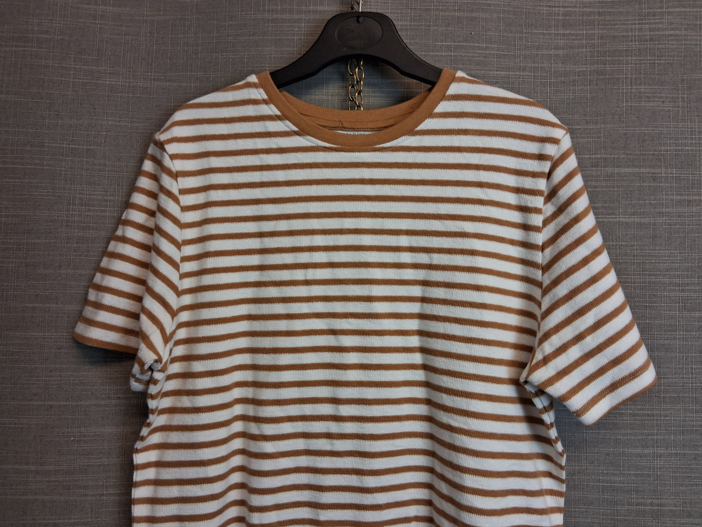 Primark Boys Brown Cream Striped T-Shirt Age 11-12 Years