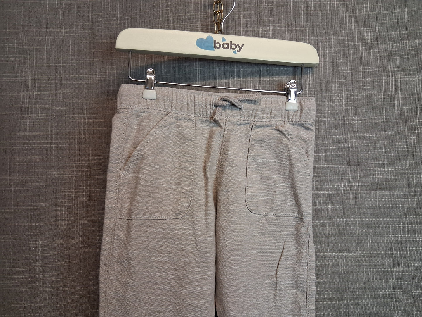 F&F Boys Beige Lightweight Roll Up Trousers Age 9-12 Months