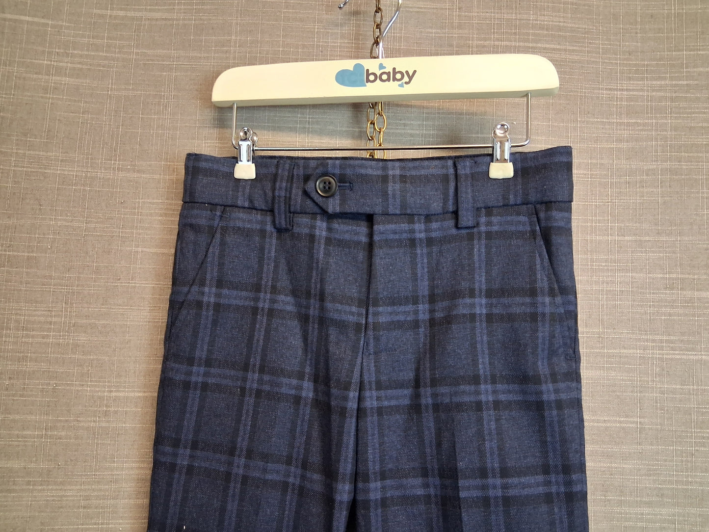 Next Boys Blue Check Smart Trousers Age 5 Years