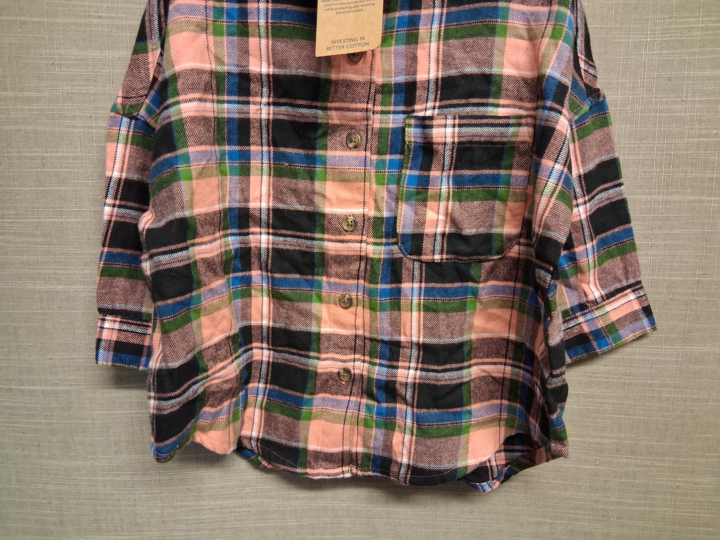 Next Girls Pink Check Shirt Dress Long Sleeve Age 3 Years New
