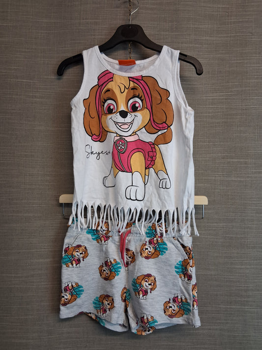 Nickelodeon Paw Patrol Girls 2 Piece Outfit Vest and Shorts Age 7-8 Years