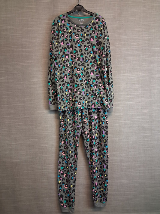 Marks & Spencer Girls Multicolour Leopard Print Pyjamas Set Age 13-14 Years