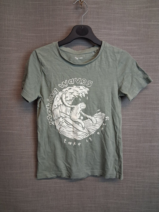 TU Boys Sloth T-Shirt Green Short Sleeve Age 6-7 Years