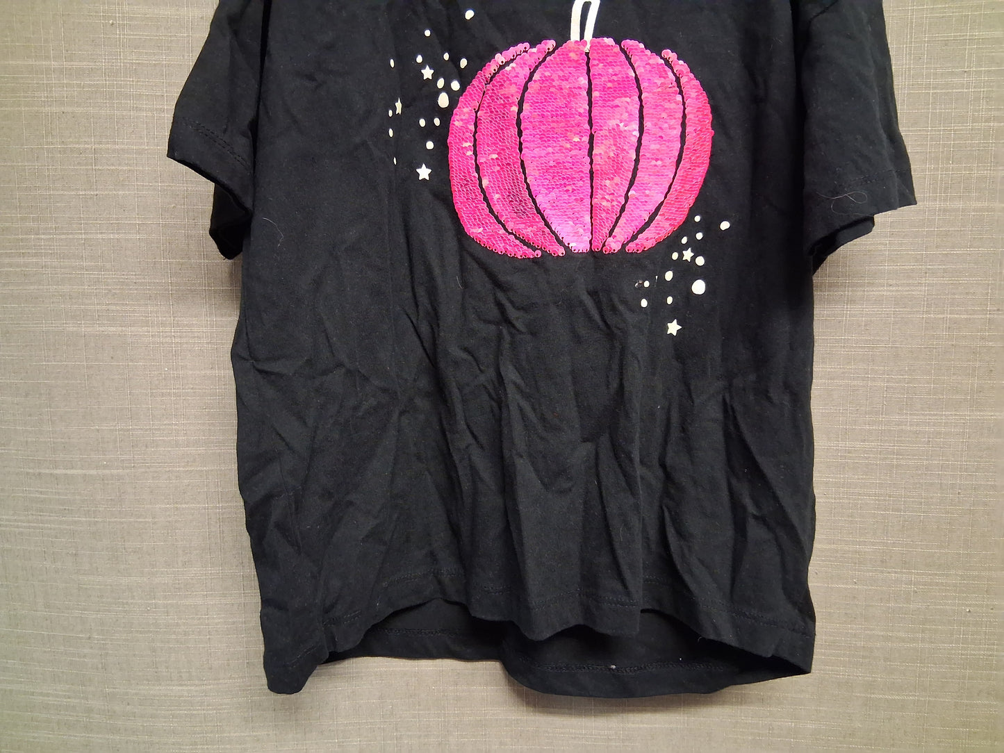 George Girls Halloween 2 way Sequin Pumpkin Black T-Shirt Age 11-12 Years