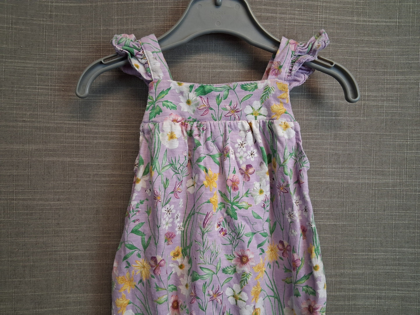 Next Girls Lilac Floral Jersey Sleeveless Romper Age 3-6 Months