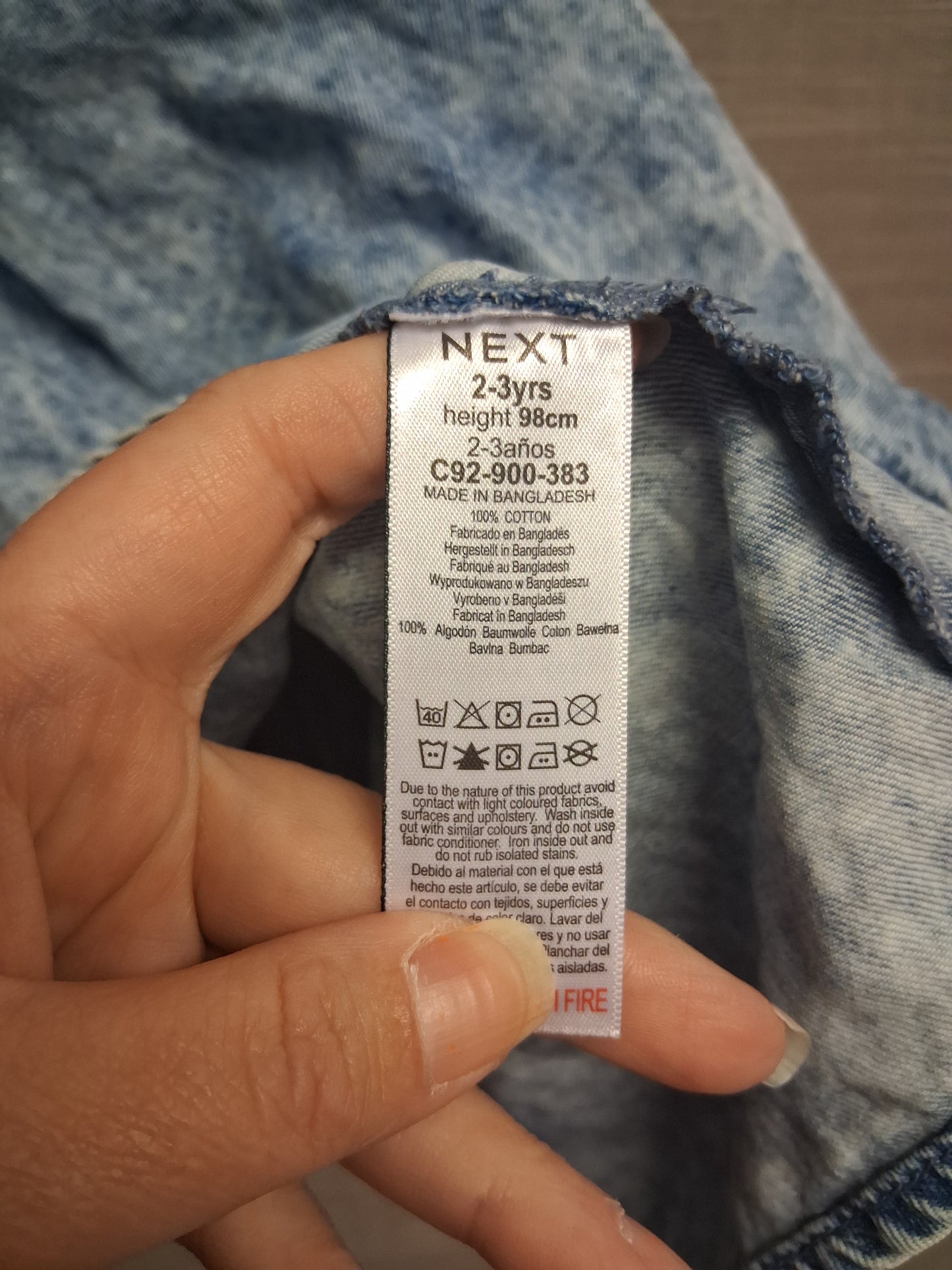Next Dress A Line Denim Blue Sleeveless Girls Age 2-3 Years