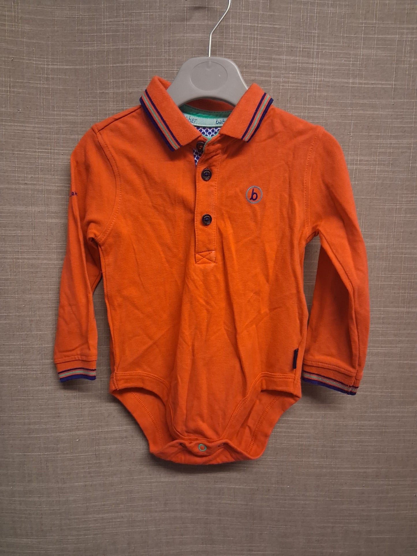Ted Baker Bodysuit Boys Polo Style Long Sleeve Red Age 12-18 Months