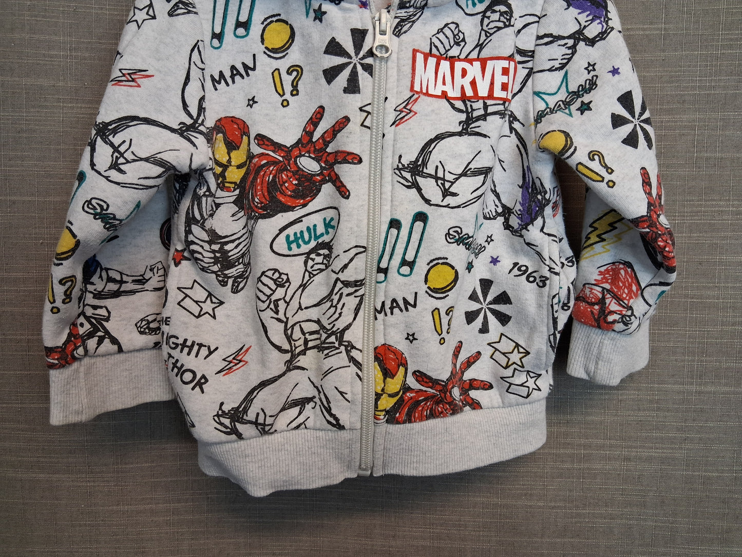 F&F Marvel Boys Iron Man Hoodie Grey Age 12-18 Months