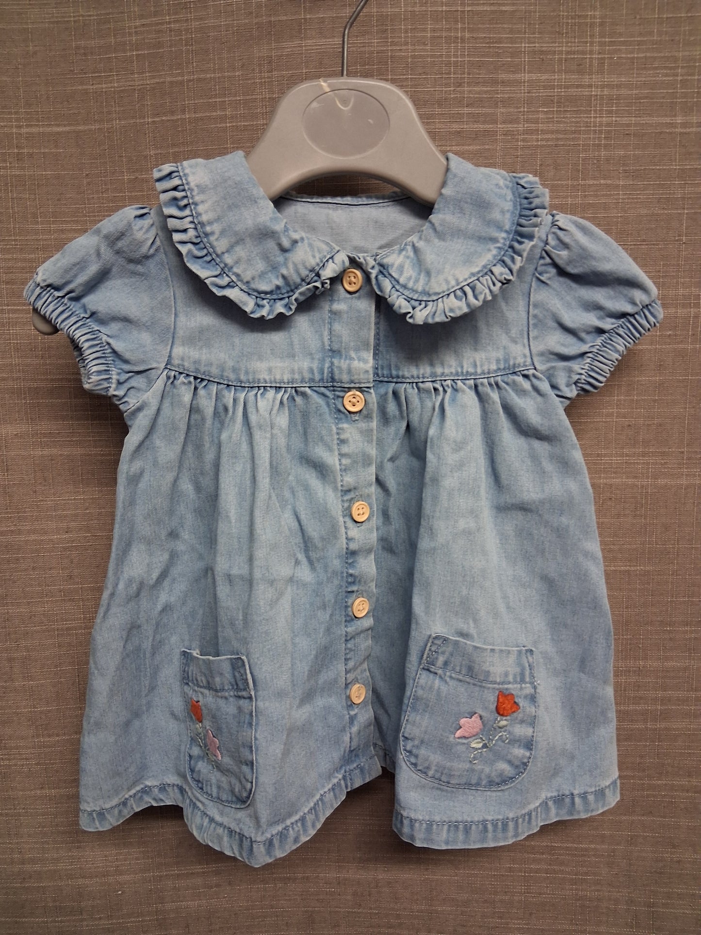 George Girls Blue Denim Short Sleeve Dress Age First Size
