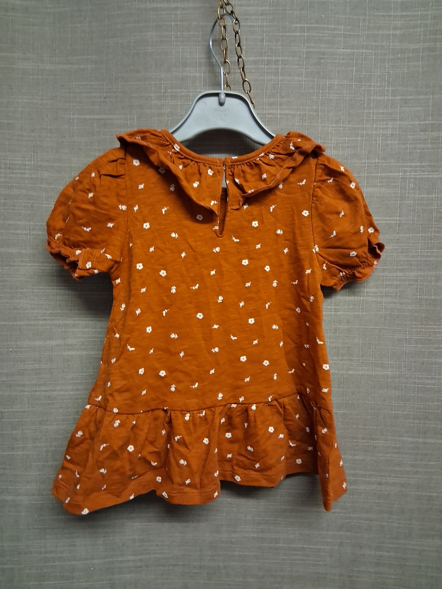 Next Girls Brown Floral Short Sleeve Peplum T-Shirt Age 18-24 Months New