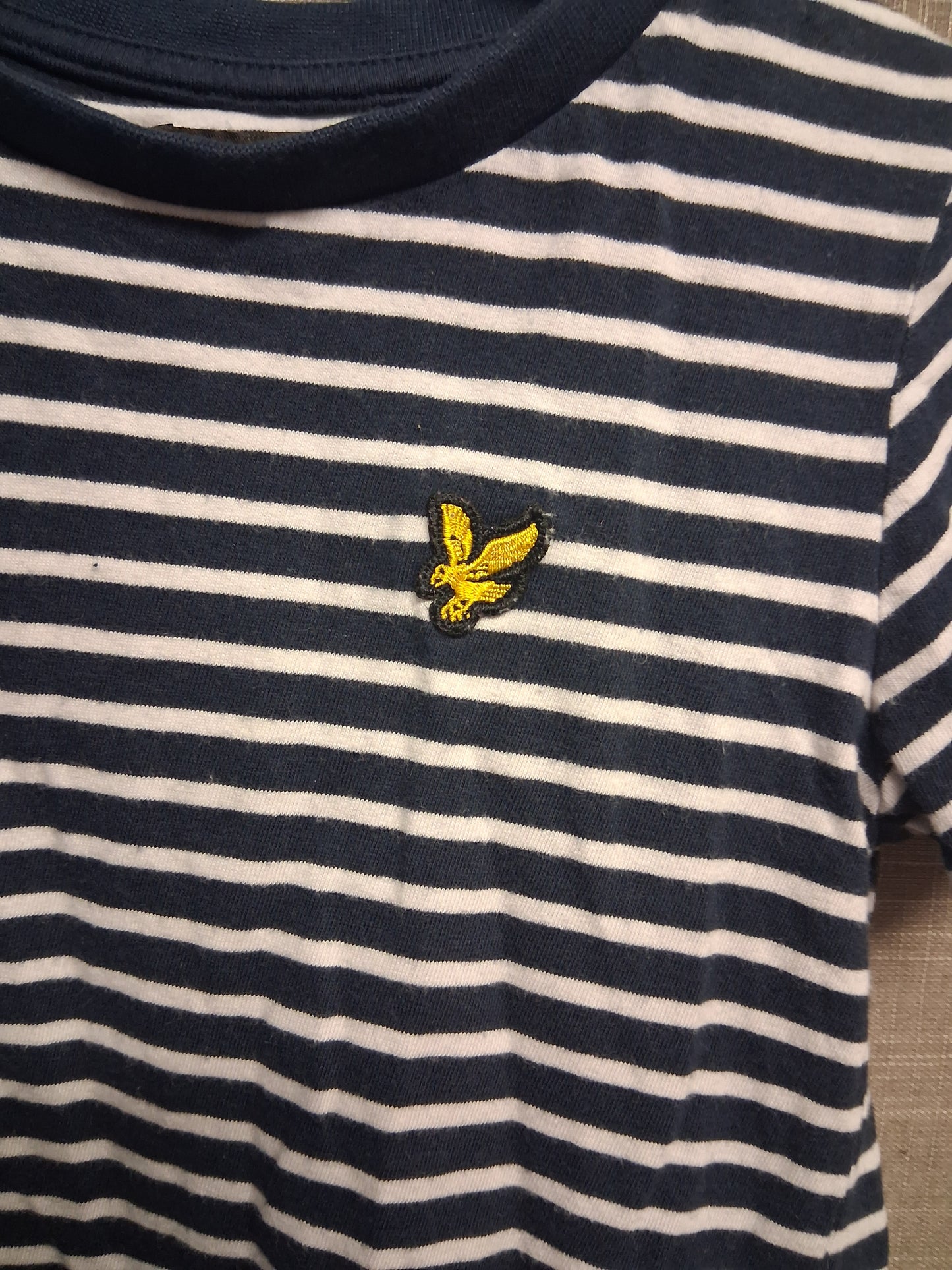 Lyle and Scott Boys Blue White Striped Short Sleeve T-Shirt Age 3 years