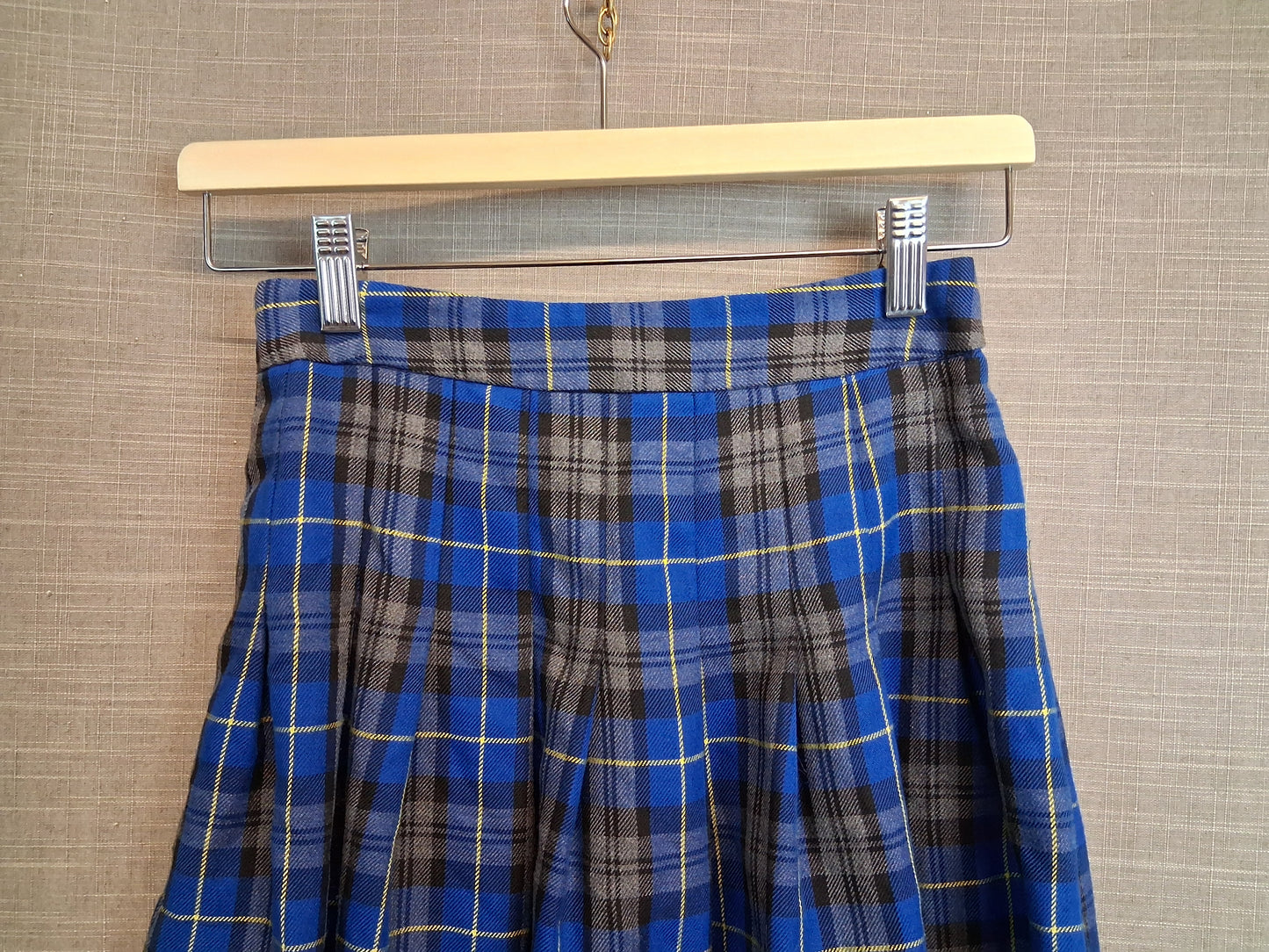 New Look Girls Pleated Check Blue Grey Short Skirt Age 13-14 Years
