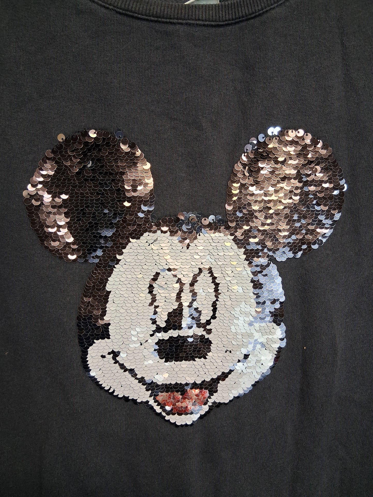 Zara Disney Mickey Mouse 2 way Sequin Sweater Faded Black Age 13-14 Years