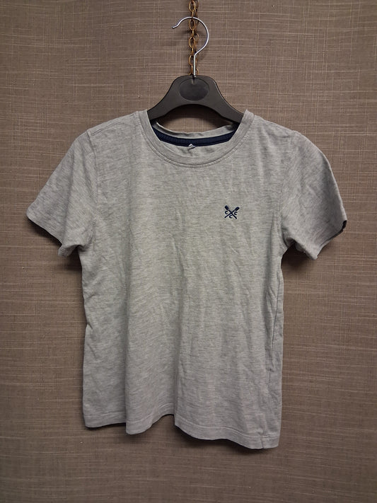 Crew Clothing Boys T-Shirt Short Sleeve Grey 100% Cotton Age 6-7 Years