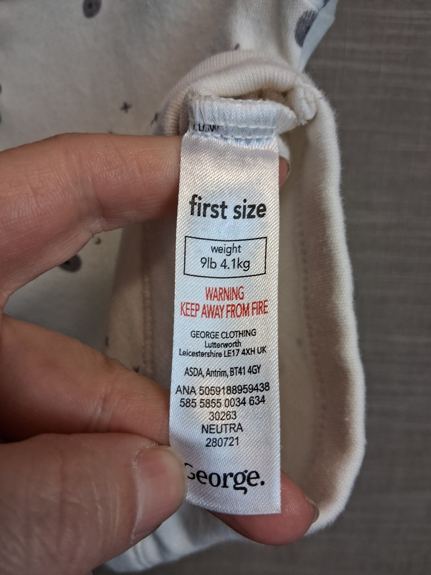 George Boys Long Sleeve Bodysuits X2 Age Tiny Baby