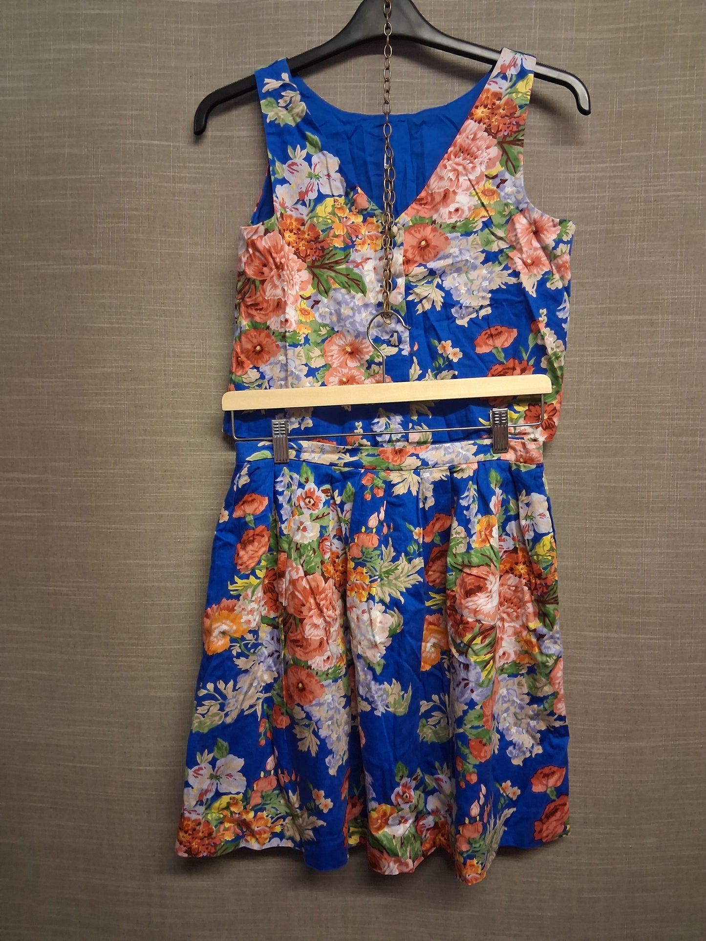 Polo Ralph Lauren Girls Blue Floral 2 Piece Set Vest and Skirt Age 16 Years