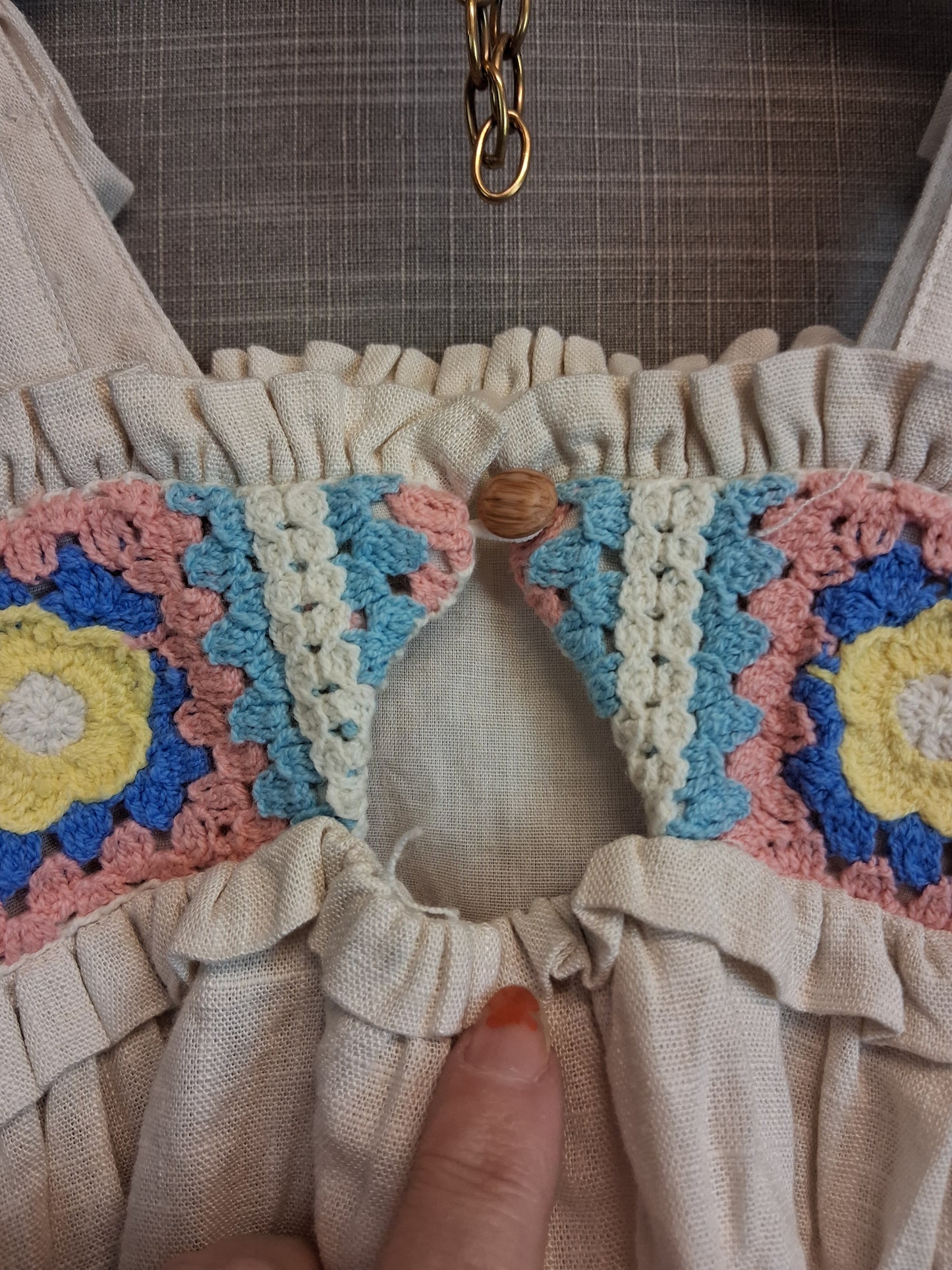Haute Hippie Girl Beige Lined Embroidered Dress Age 2-3 Years