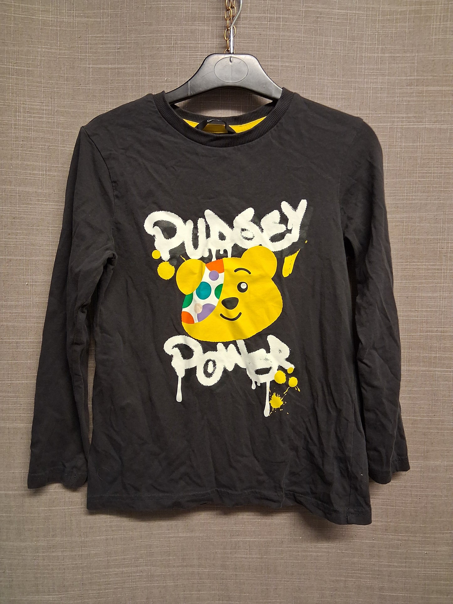 George Boys "Pudsey" Children in Need Black Long Sleeve T-Shirt Age 8-9 Years