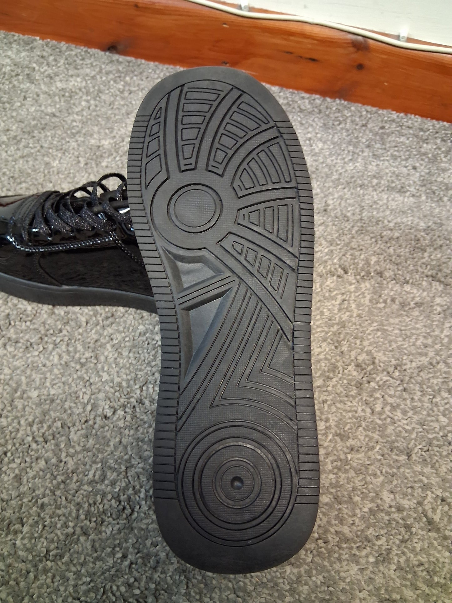 F&F Black Patent Lace Up Shoes/Trainers Size 4 New