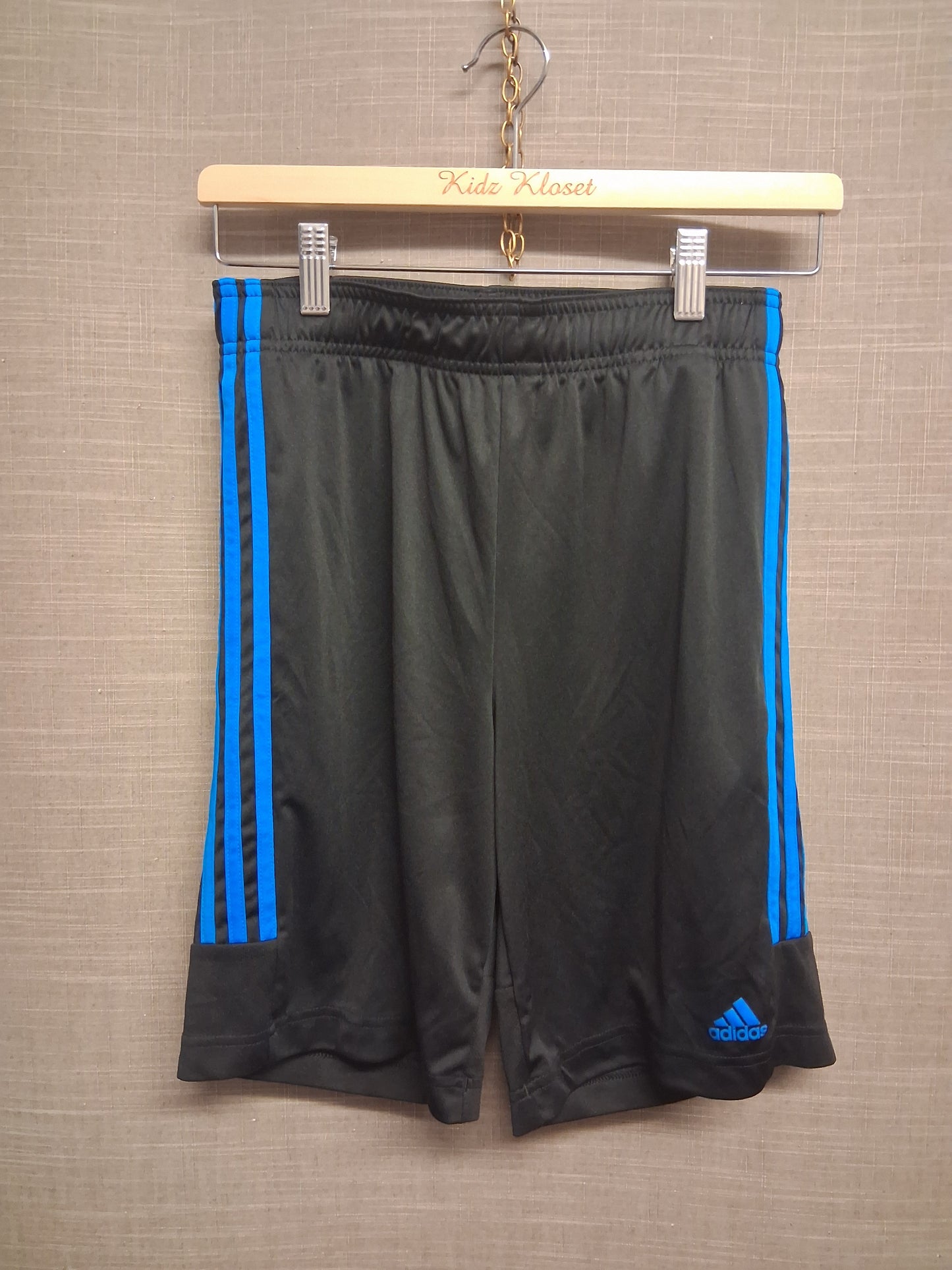 Adidas Boys Black Blue Stripe Shorts Age 13-14 Years