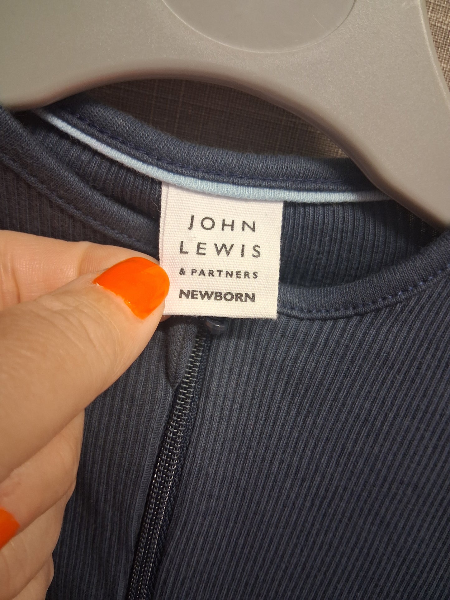John Lewis Sleepsuit Navy Ribbed Age Newborn Essential Wear
