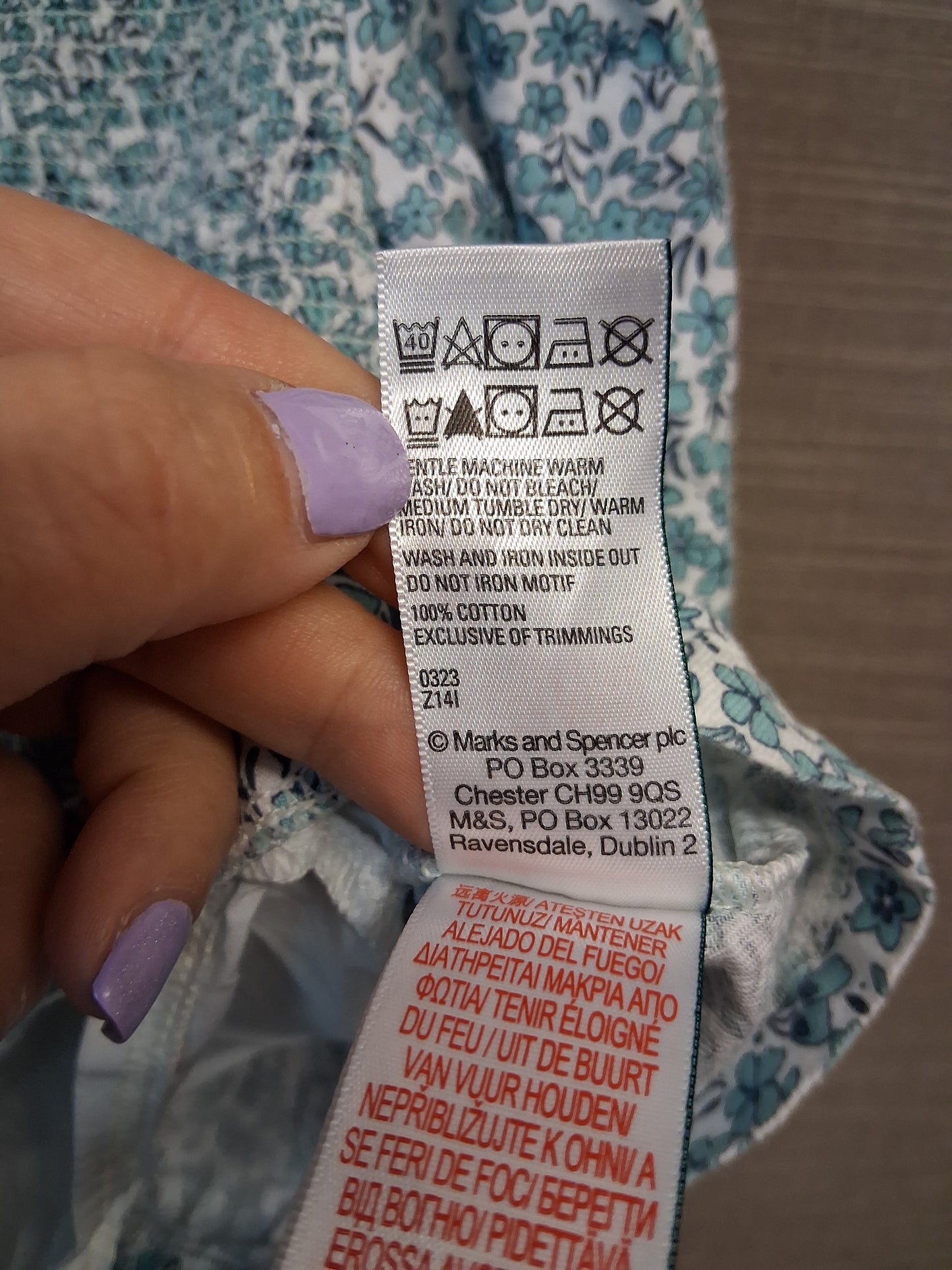 Marks & Spencer Girls Blue Floral Long Sleeve Top Age 12-18 Months